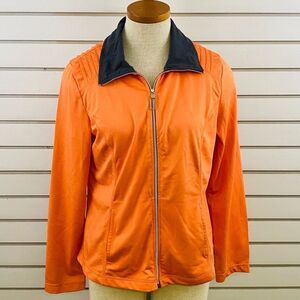 Womens M Teez-Her Active Jacket Full Zip Orange Polyester Long‎ Sleeve